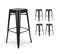 Lot de 4 tabourets de bar en métal noir mat style industriel  - Hauteur 76cm