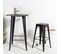 Tabouret De Bar En Métal Noir Mat Style Industriel - Sans Dossier - Hauteur 76 Cm