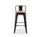 Tabouret De Bar En Métal Noir Mat Style Industriel Et Assise En Bois Clair - Hauteur 66cm