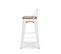 Lot De 4 Tabourets De Bar Blanc Mat Style Industriel Et Assise En Bois Clair - Hauteur 76 Cm