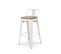 Lot De 4 Tabourets De Bar Blanc Mat Style Industriel Et Assise En Bois Clair - Hauteur 76 Cm