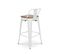 Lot De 4 Tabourets De Bar Blanc Mat Style Industriel Et Assise En Bois Clair - Hauteur 76 Cm