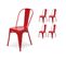 Lot De 4 Chaisess En Métal Rouge Brillant Style Industriel