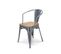 Lot De 4 Chaisess En Métal Gris Argenté Style Industriel Avec Assise En Bois Clair - Avec