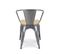 Lot De 4 Chaisess En Métal Gris Argenté Style Industriel Avec Assise En Bois Clair - Avec