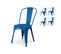 Lot De 4 Chaises En Métal Bleu Style Industriel - Finition Brillant