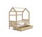 Lit Cabane 2  80x160 Pin Livré Avec Sommiers, Tiroir Et Matelas En Mousse De 7cm