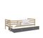 Lit Gigogne Milo 90x190 Pin - Gris Livré Avec Sommiers, Tiroir Et Matelas En Mousse De 7cm