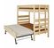 Pack Lit Superposé Haut Avec Sommier Gigogne Et Matelas Aniba   Bois Naturel 90x200 Cm