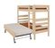 Pack Lit Superposé Haut Avec Sommier Gigogne Et Matelas Nubie   Bois Naturel 90x200 Cm