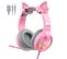 Pack Gaming Casque Avec Oreilles De Chat + Souris Couleur Rose - Retroéclairage Rgb