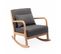 Fauteuil à Bascule Design En Bois Et Tissu. 1 Place. Rocking Chair Scandinave. Gris Foncé