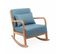 Fauteuil à Bascule Design En Bois Et Tissu. 1 Place. Rocking Chair Scandinave. Bleu