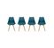 Lot De 4 Chaises Scandinaves. Pieds Bois De Hêtre. Chaises 1 Place. Bleu Canard