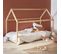 Lit Cabane Montessori. Bois Massif En Pin Naturel - Tobias - Sommier Inclus. 90 X 190 Cm