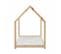 Lit Cabane Montessori. Bois Massif En Pin Naturel - Tobias - Sommier Inclus. 90 X 190 Cm