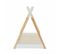 Lit Tipi En Bois Massif. Pin Naturel Blanc - Sommier Inclus. 90x190cm - Tobias