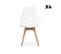 Lot De 4 Chaises Scandinaves - Lagertha - Pieds Bois. Fauteuils 1 Place. Coussin Blanc. Coque