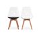 Lot De 4 Chaises Scandinaves - Lagertha - Pieds Bois. Fauteuils 1 Place. Coussin Blanc. Coque