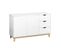 Buffet De Rangement Blanc. Pieds Bois - Floki - Avec 3 Tiroirs. Buffet 2 Portes. 120x40x75 Cm