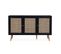 Buffet De Rangement En Cannage. Noir 120x39x70cm  - Bohème - 2 Niveaux. 3 Portes. Pieds Scandinaves