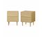 Lot De 2 Tables De Chevet Décor Bois Naturel - Mika - 2 Tiroirs - L 48 X L 40 X H 59cm