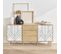 Buffet De Rangement Décor Bois Et Blanc - Mika - 2 Niveaux. 2 Portes. 3 Tiroirs. L 160 X L 40 X H