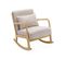 Fauteuil à Bascule Design En Bois Et Tissu. 1 Place. Rocking Chair Scandinave. Beige