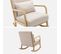 Fauteuil à Bascule Design En Bois Et Tissu. 1 Place. Rocking Chair Scandinave. Beige