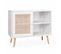 Meuble De Rangement En Cannage 80x39x65.8cm  Bohème - Blanc -  2 Niveaux - 1 Porte -  Pieds