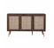 Buffet De Rangement En Cannage 120x39x70cm  - Bohème - 2 Niveaux. 3 Portes. Pieds Scandinaves