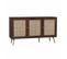 Buffet De Rangement En Cannage 120x39x70cm  - Bohème - 2 Niveaux. 3 Portes. Pieds Scandinaves