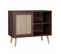 Meuble De Rangement En Cannage 80x39x65.8cm  Bohème - Couleur Bois Foncé -  2 Niveaux - 1 Porte -