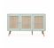 Buffet De Rangement En Cannage 120x39x70cm  - Bohème - 2 Niveaux. 3 Portes. Pieds Scandinaves