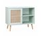 Meuble De Rangement En Cannage 80x39x65.8cm  Bohème - Vert Céladon-  2 Niveaux - 1 Porte -  Pieds