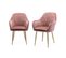 Lot De 2 Fauteuils En Velours Vieux Rose Et Pieds En Métal Doré. Shella L 58 X P 58 X H 85cm