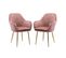 Lot De 2 Fauteuils En Velours Vieux Rose Et Pieds En Métal Doré. Shella L 58 X P 58 X H 85cm