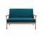 Banquette Et Fauteuil Scandinave En Bois Et Tissu Bleu Pétrole L 114 X L 69.5 X H 73cm