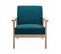 Banquette Et Fauteuil Scandinave En Bois Et Tissu Bleu Pétrole L 114 X L 69.5 X H 73cm