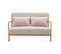 Banquette 2 Places Scandinave En Bois Et Tissu Beige. Lorens. L 124 X P 83 X H 77cm