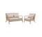 Banquette 2 Places Scandinave En Bois Et Tissu Beige. Lorens. L 124 X P 83 X H 77cm