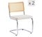 Lot De 2 Chaises De Salle à Manger Industrielles Metal Cannage Rotin Beige Tissu