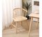 Lot De 2 Chaises De Salle à Manger Scandinave En Bois Massif Beige Rotin