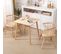 Lot De 2 Chaises De Salle à Manger Scandinave En Bois Massif Beige Rotin