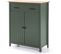 Buffet 2 Portes 1 Tiroir En Pin Massif / Vert 90 Cm - Ida