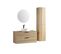 Meuble Simple Vasque Rond Blanc Brillant 100 Cm Chêne Clair Aquagiro