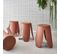 Set De 4 Tabourets Empilables Terracotta. Bouclette Texturée. Niki. Ø30 / 44 X H46cm