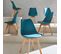 Lot De 6 Chaises Scandinaves. Pieds Bois De Hêtre. Chaises 1 Place. Bleu Canard