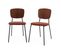 Lot De 2 Chaises Assise Bouclette Texturée Terracotta. Dossier Bois De Peuplier Courbé