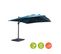 Parasol Déporté Solaire LED 3x3m Luce Bleu Canard Avec Lumière Intégrée + Housse